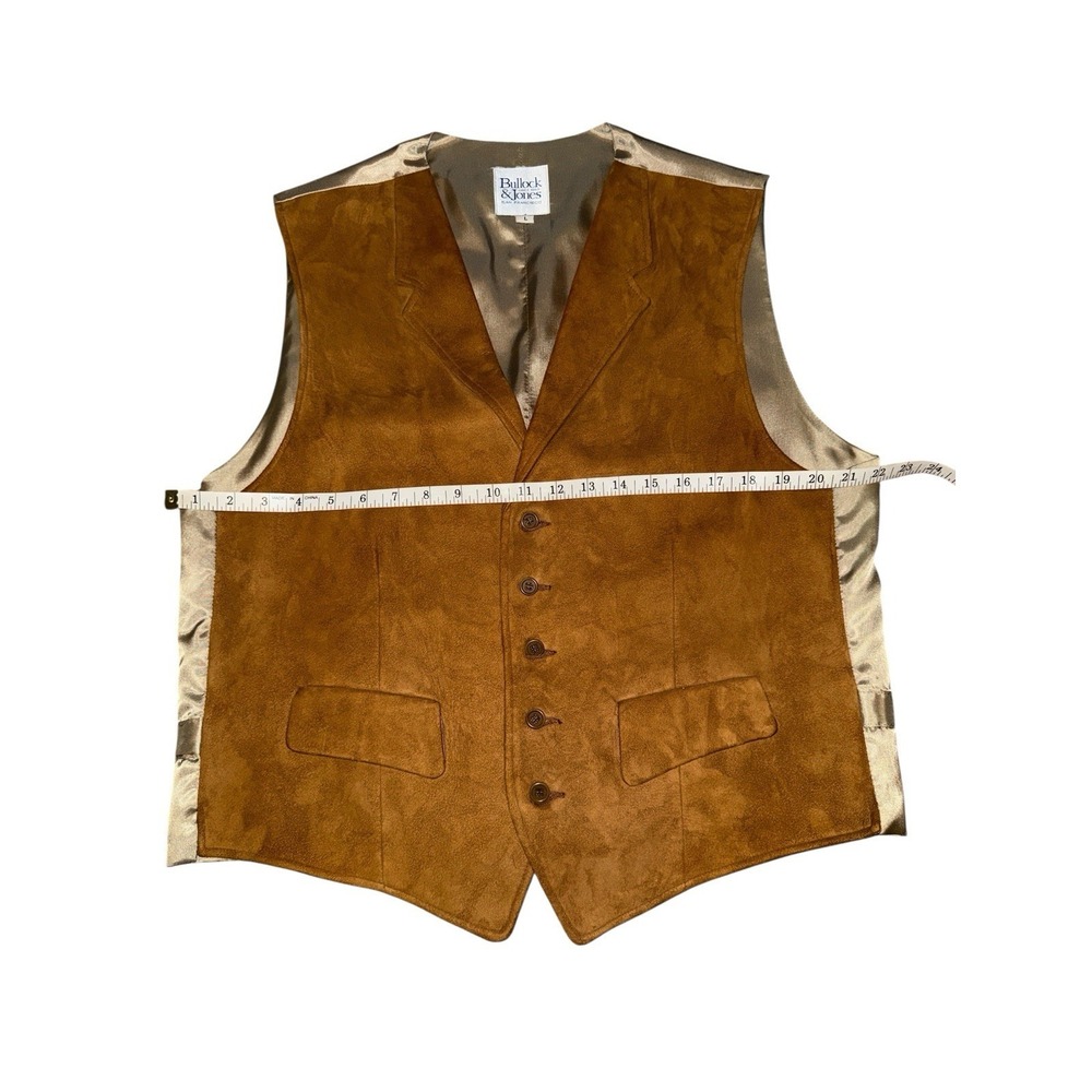 Bullock & Jones Suede Leather Vest Mens‎ Large Button Up Tuxedo Equestrian VTG - Picture 5 of 15